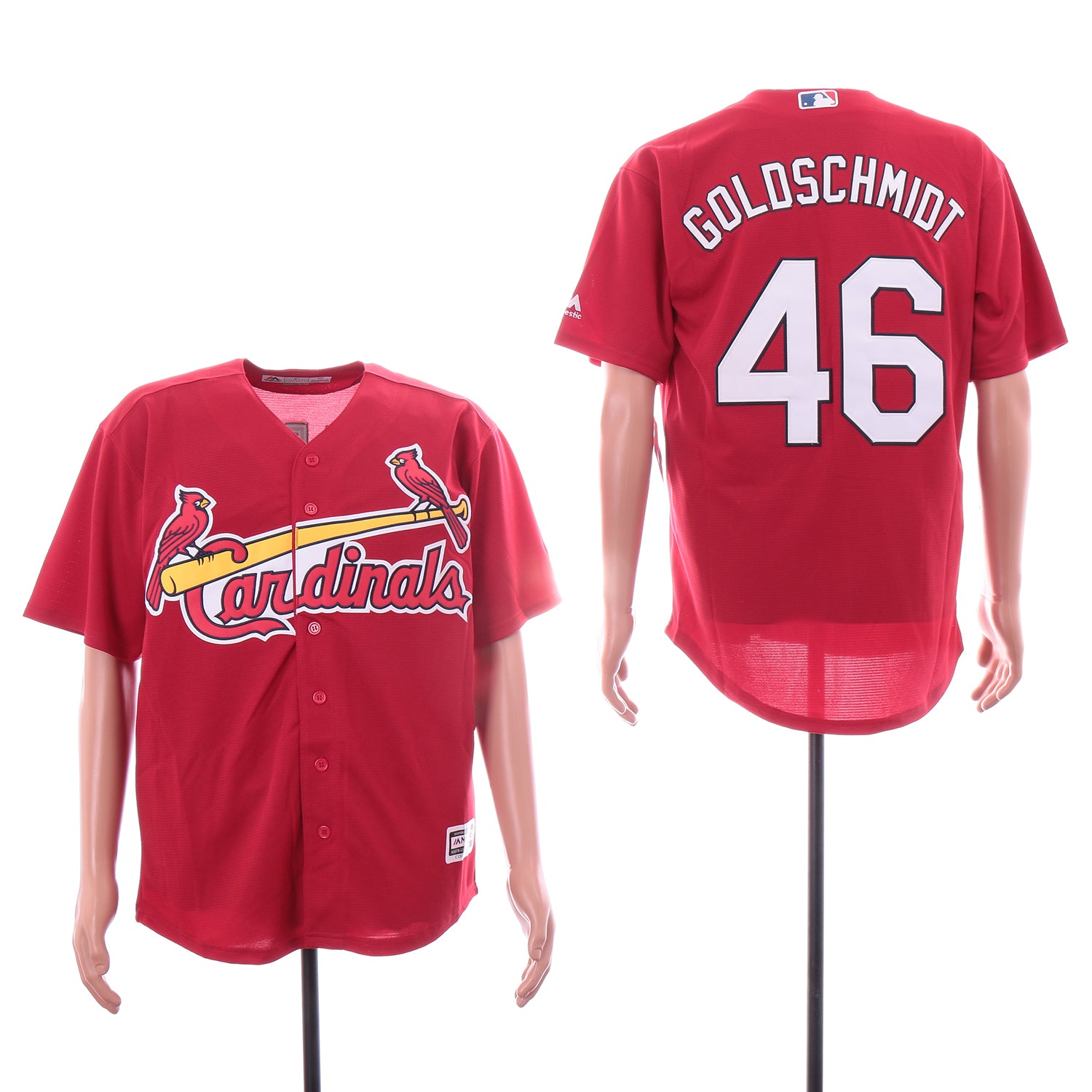 Custom Cardinals 46 Paul Goldschmidt Red Cool Base Jersey