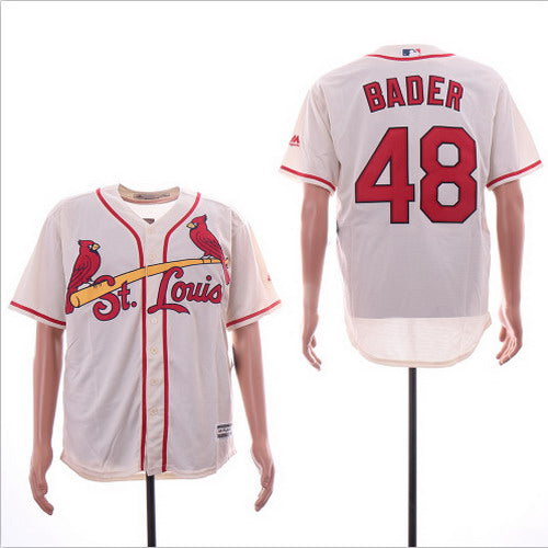 Custom Cardinals 48 Harrison Bader Cream Cool Base Jersey