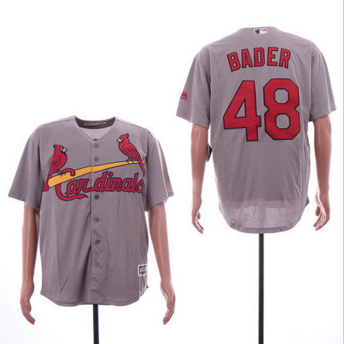 Custom Cardinals 48 Harrison Bader Gray Cool Base Jersey