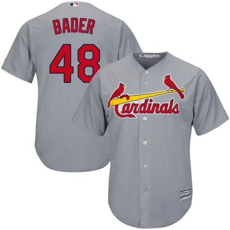 Custom Cardinals 48 Harrison Bader Gray Cool Base Jersey