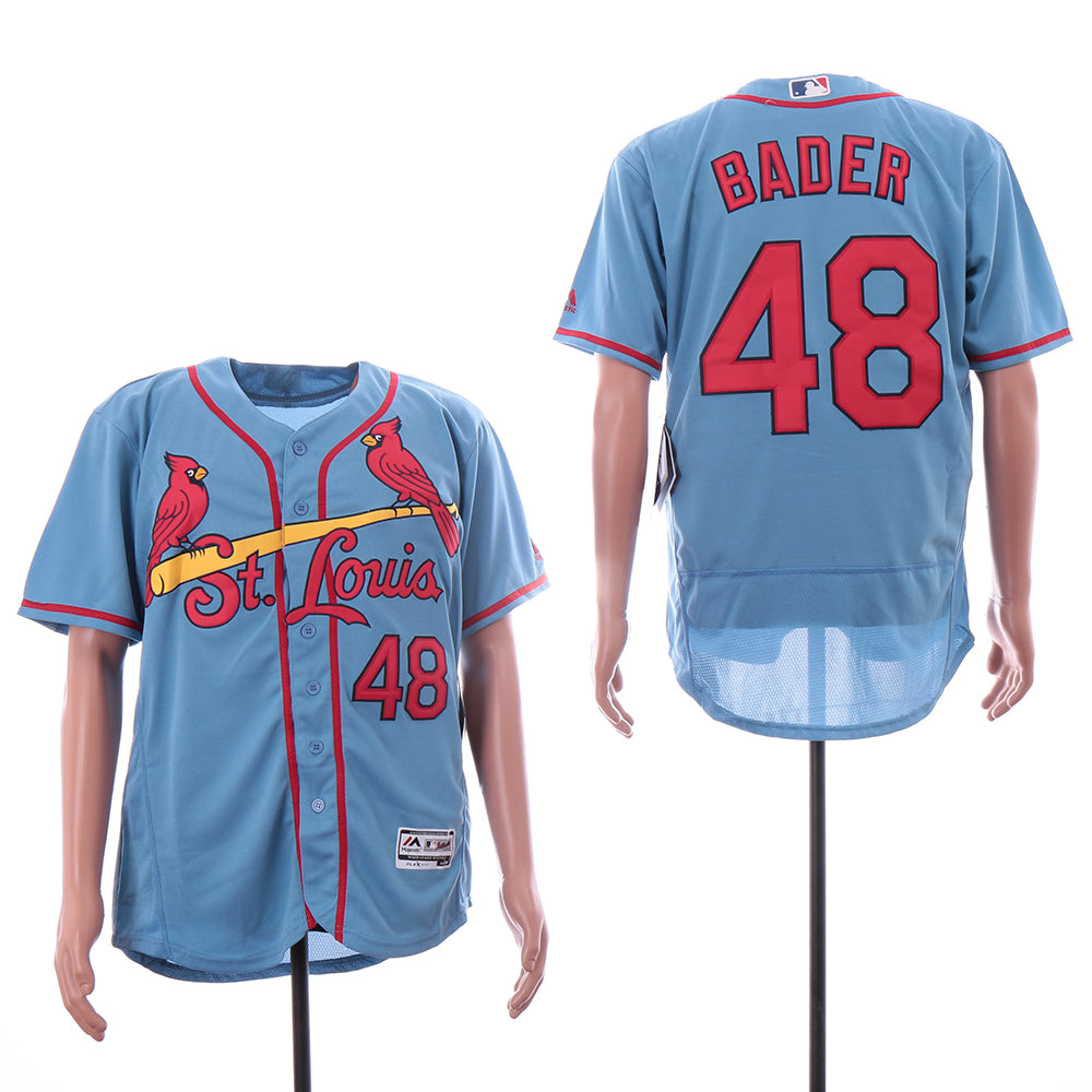 Custom Cardinals 48 Harrison Bader Light Blue Flexbase Jersey