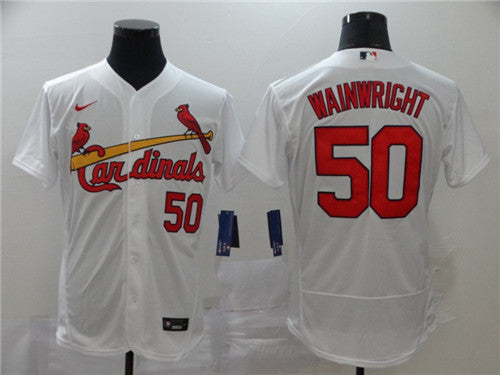 Custom Cardinals 50 Adam Wainwright White 2020 Flexbase Jersey