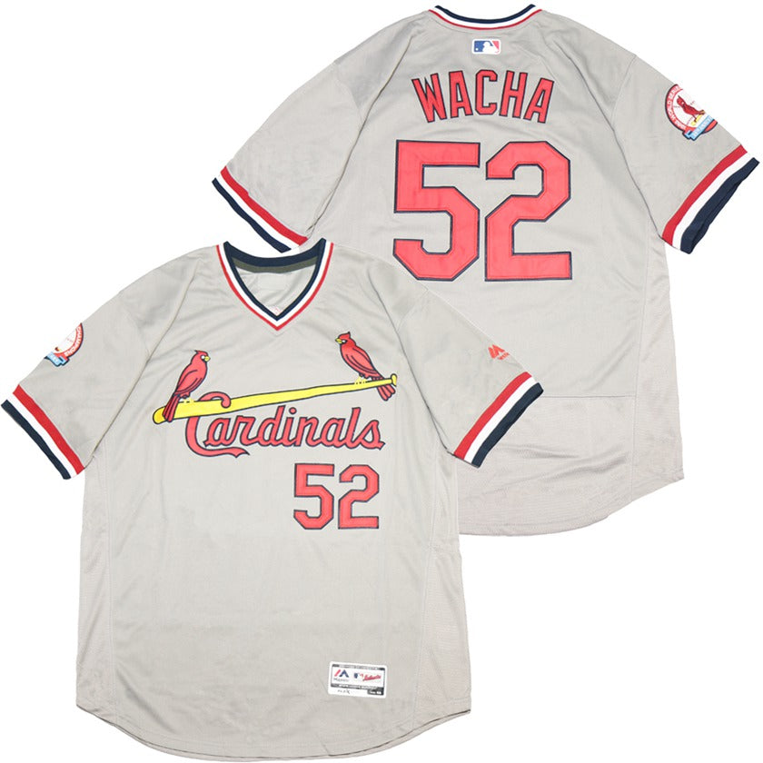 Custom Cardinals 52 Michael Wacha Gray Throwback Jersey