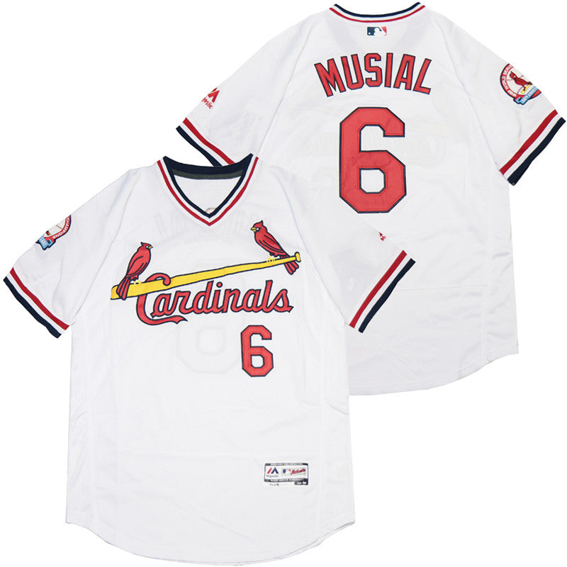 Custom Cardinals 6 Stan Musial White Flexbase Jersey
