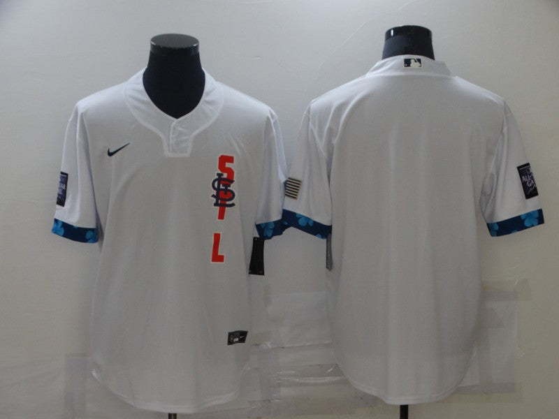Custom Cardinals Blank White 2021 MLB All-Star Cool Base Jersey