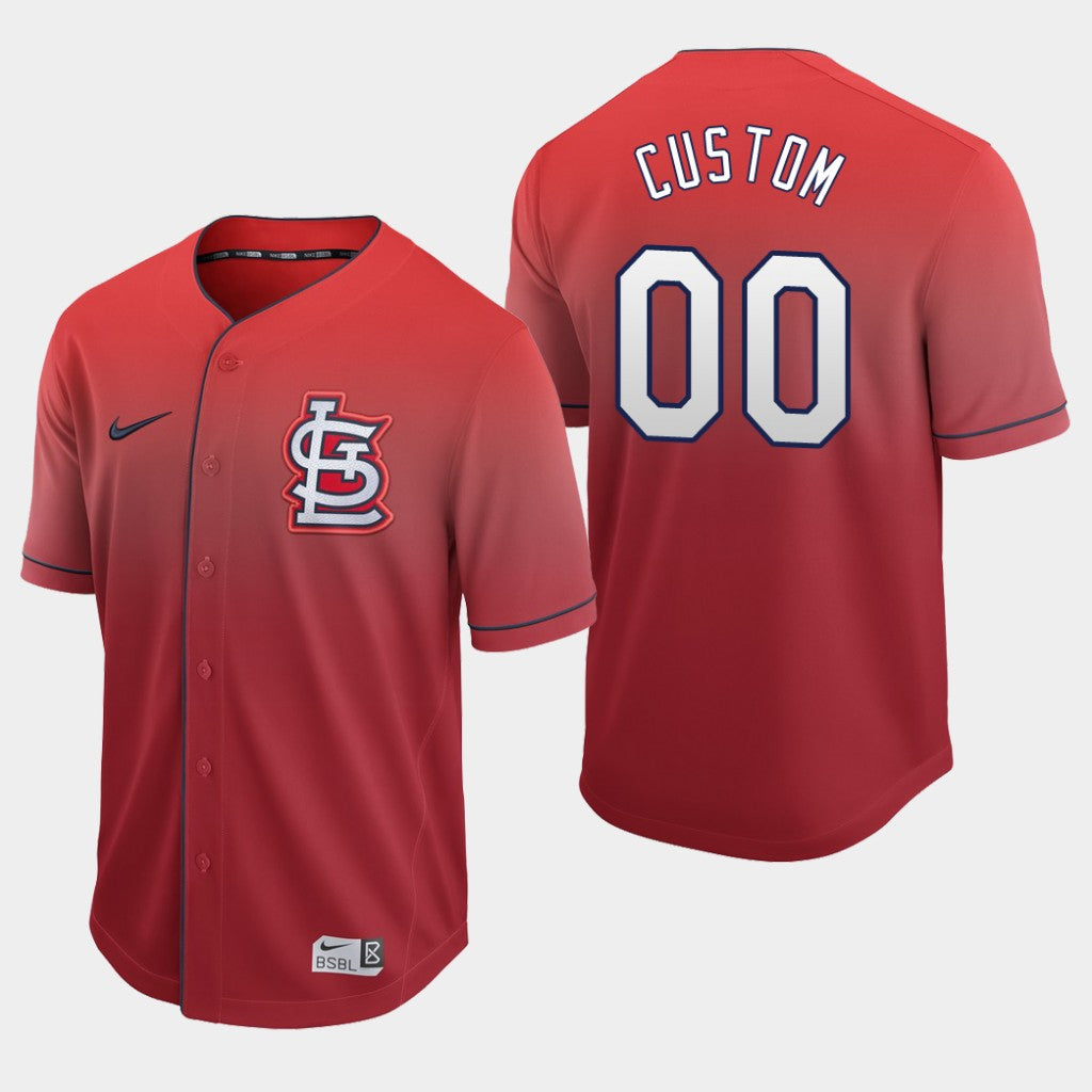 Custom Cardinals Custom Fade Red Jersey