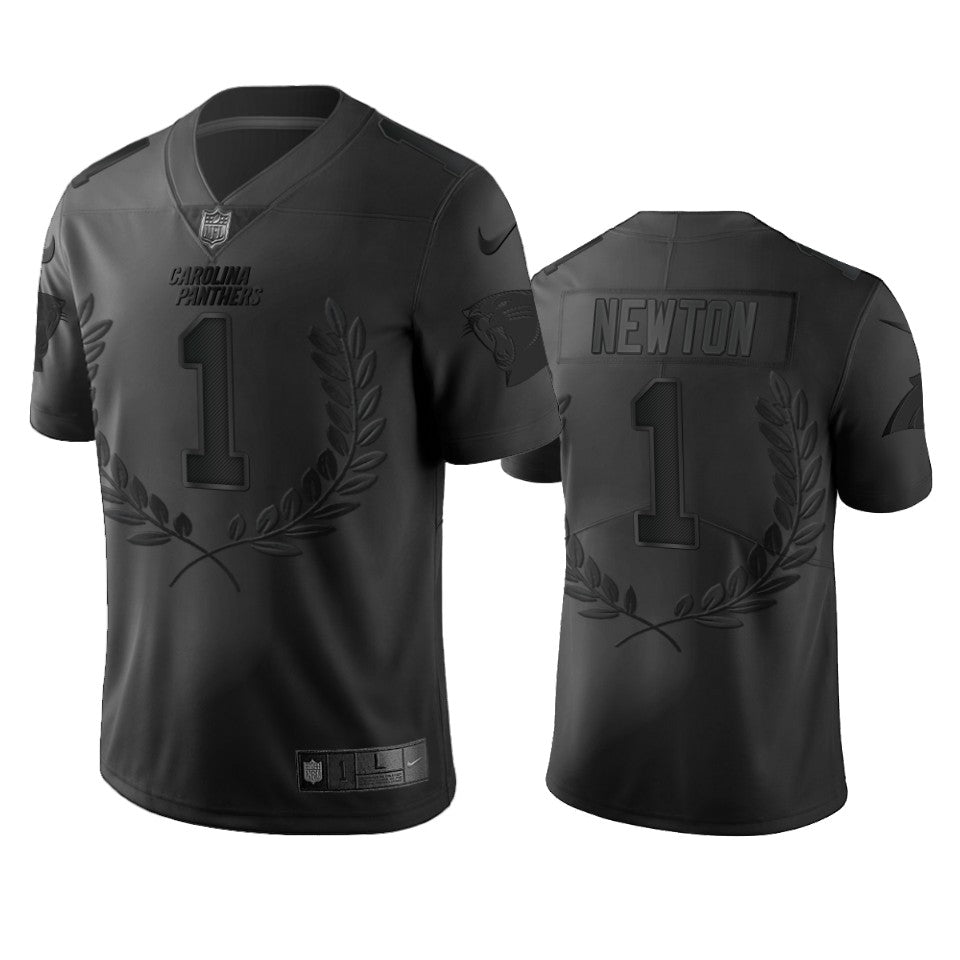 Custom Carolina Panthers #1 Cam Newton Men’s Black NFL MVP Limited Edition Jersey