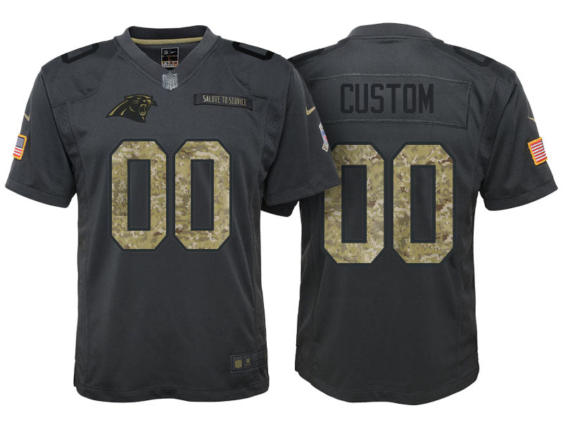 Custom Youth Carolina Panthers Anthracite Customized Camo 2016 Salute to Service Jersey