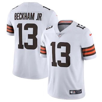 Custom Cleveland Browns #13 Odell Beckham Jr. Men’s White 2020 Vapor Limited Jersey