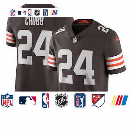 Custom Cleveland Browns #24 Nick Chubb Men’s Brown 2020 Vapor Limited Jersey