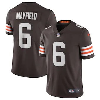 Custom Cleveland Browns #6 Baker Mayfield Men’s Brown 2020 Vapor Limited Jersey