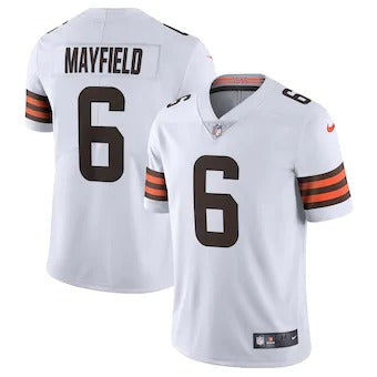 Custom Cleveland Browns #6 Baker Mayfield Men’s White 2020 Vapor Limited Jersey
