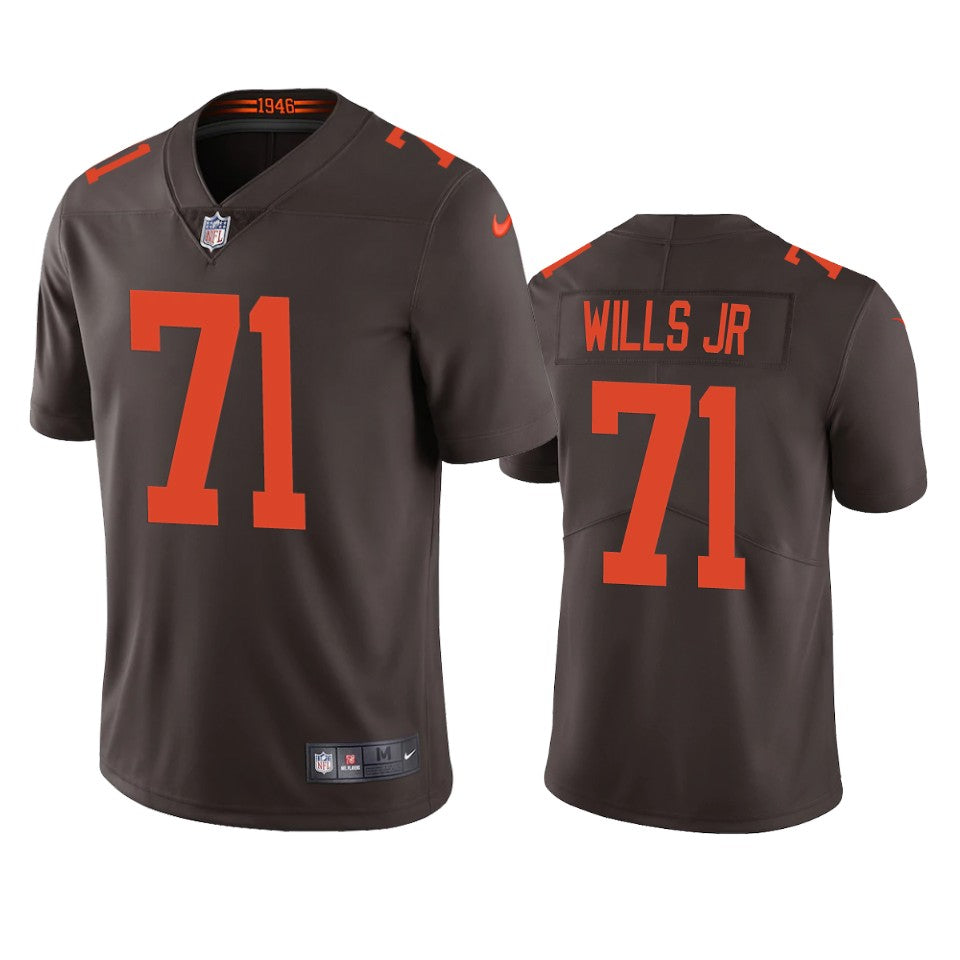 Custom Cleveland Browns #71 Jedrick Wills Men’s Brown 2020 NFL Draft Alternate Vapor Limited Jersey