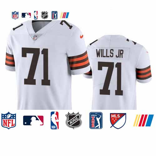 Custom Cleveland Browns #71 Jedrick Wills Men’s White 2020 NFL Draft Vapor Limited Jersey