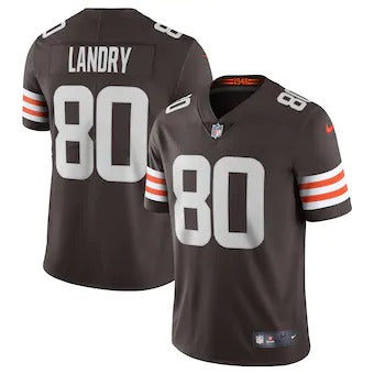 Custom Cleveland Browns #80 Jarvis Landry Men’s Brown 2020 Vapor Limited Jersey