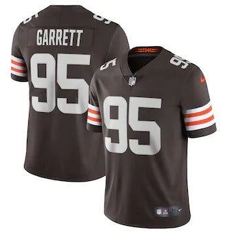 Custom Cleveland Browns #95 Myles Garrett Men’s Brown 2020 Vapor Limited Jersey