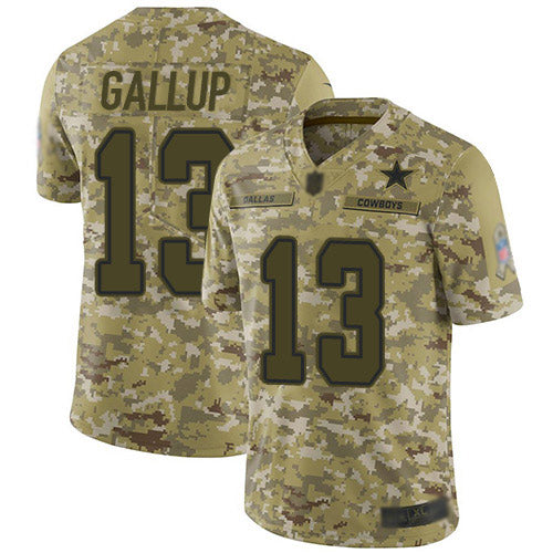 Custom Cowboys #13 Michael Gallup Camo Youth Stitched Football Limited 2018 Salute to Service Jersey