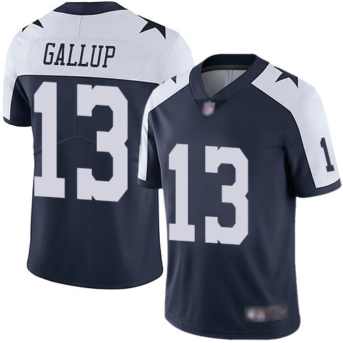 Custom Cowboys #13 Michael Gallup Navy Blue Thanksgiving Youth Stitched Football Vapor Untouchable Limited Throwback Jersey