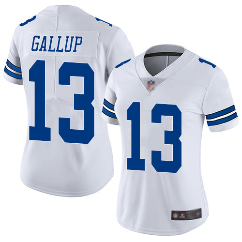 Custom Cowboys #13 Michael Gallup White Women’s Stitched Football Vapor Untouchable Limited Jersey