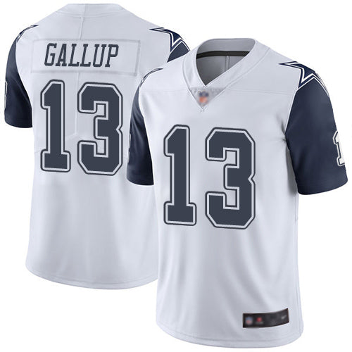 Custom Cowboys #13 Michael Gallup White Youth Stitched Football Limited Rush Jersey