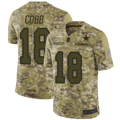 Custom Cowboys #18 Randall Cobb Camo Men’s Stitched Football Limited 2018 Salute To Service Jersey