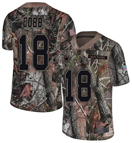 Custom Cowboys #18 Randall Cobb Camo Men’s Stitched Football Limited Rush Realtree Jersey