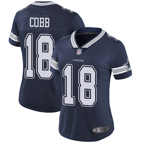 Custom Cowboys #18 Randall Cobb Navy Blue Team Color Women’s Stitched Football Vapor Untouchable Limited Jersey