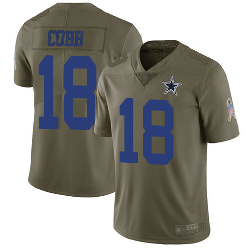 Custom Cowboys #18 Randall Cobb Olive Men’s Stitched Football Limited 2017 Salute To Service Jersey