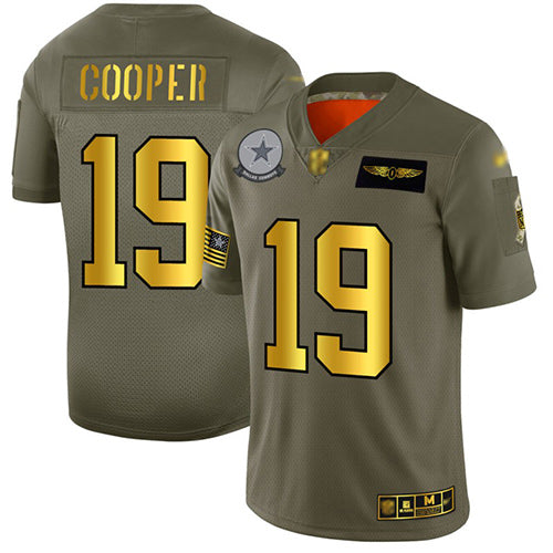 Custom Cowboys #19 Amari Cooper Camo Gold Men’s Stitched Football Limited 2019 Salute To Service Jersey