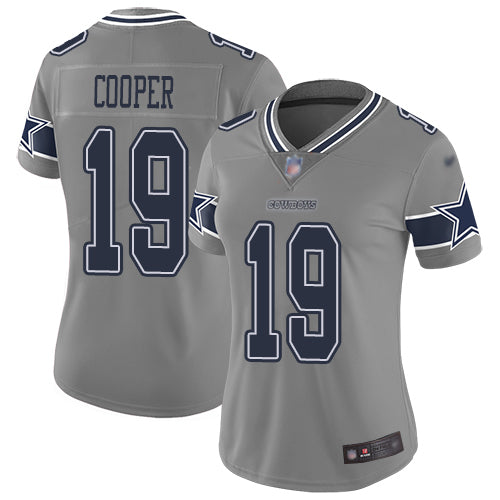 Custom Cowboys #19 Amari Cooper Gray Women’s Stitched Football Limited Inverted Legend Jersey