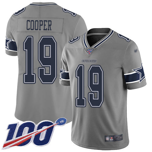 Custom Cowboys #19 Amari Cooper Gray Youth Stitched Football Limited Inverted Legend 100th Season Jersey