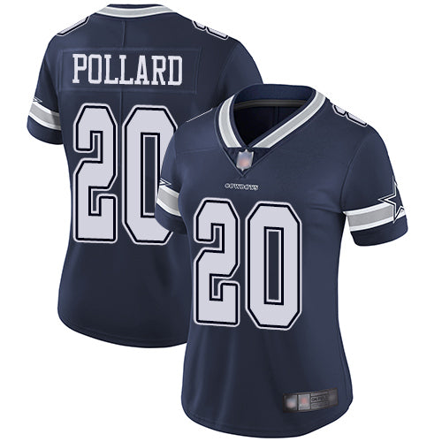 Custom Cowboys #20 Tony Pollard Navy Blue Team Color Women’s Stitched Football Vapor Untouchable Limited Jersey
