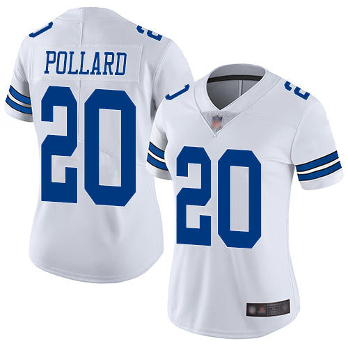 Custom Cowboys #20 Tony Pollard White Women’s Stitched Football Vapor Untouchable Limited Jersey