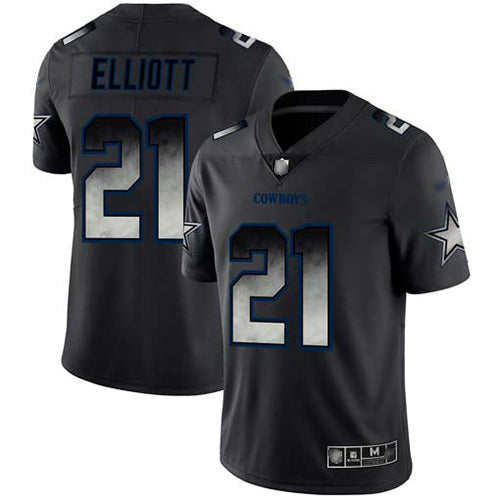 Custom Cowboys #21 Ezekiel Elliott Black Men’s Stitched Football Vapor Untouchable Limited Smoke Fashion Jersey
