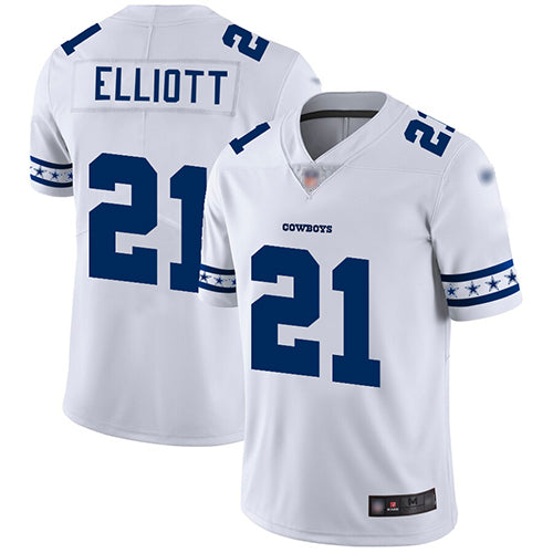 Custom Cowboys #21 Ezekiel Elliott White Men’s Stitched Football Limited Team Logo Fashion Jersey