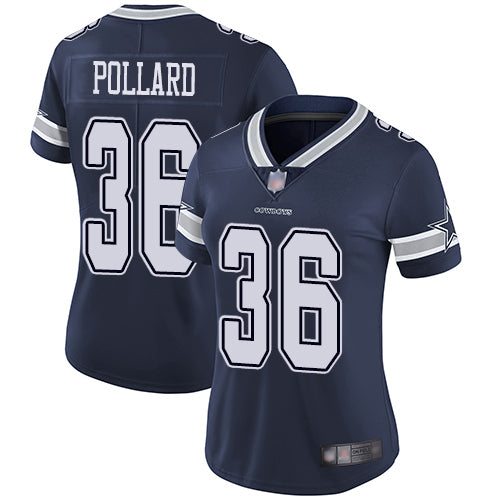 Custom Cowboys #36 Tony Pollard Navy Blue Team Color Women’s Stitched Football Vapor Untouchable Limited Jersey