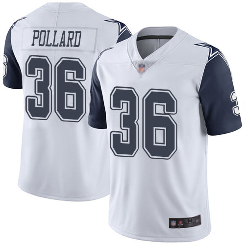 Custom Cowboys #36 Tony Pollard White Men’s Stitched Football Limited Rush Jersey