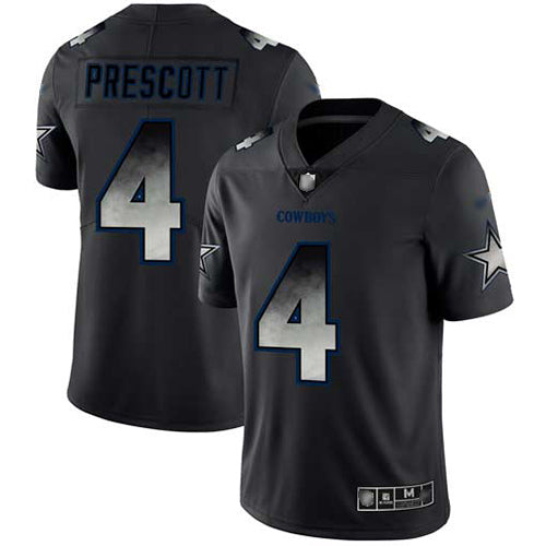Custom Cowboys #4 Dak Prescott Black Men’s Stitched Football Vapor Untouchable Limited Smoke Fashion Jersey