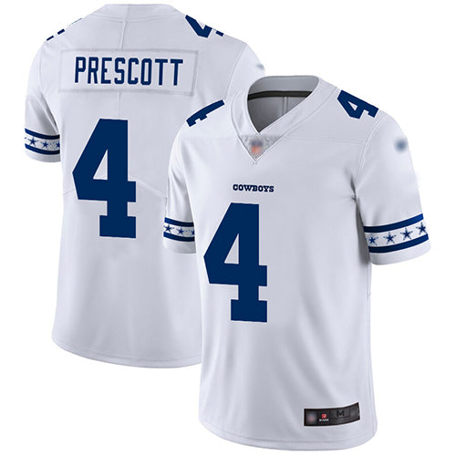 Custom Cowboys #4 Dak Prescott White Men’s Stitched Football Limited Team Logo Fashion Jersey