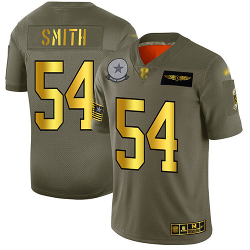 Custom Cowboys #54 Jaylon Smith Camo Gold Men’s Stitched Football Limited 2019 Salute To Service Jersey