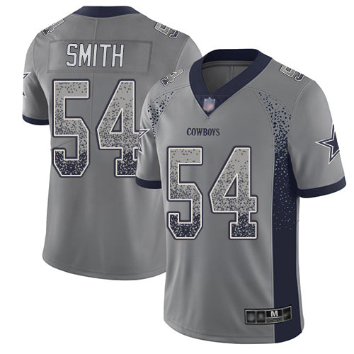 Custom Cowboys #54 Jaylon Smith Gray Men’s Stitched Football Limited Rush Drift Fashion Jersey
