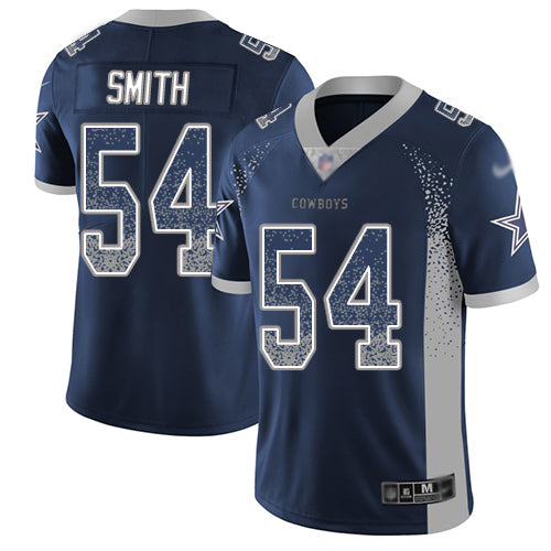 Custom Cowboys #54 Jaylon Smith Navy Blue Team Color Men’s Stitched Football Limited Rush Drift Fashion Jersey