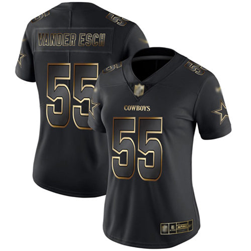 Custom Cowboys #55 Leighton Vander Esch Black Gold Women’s Stitched Football Vapor Untouchable Limited Jersey