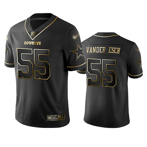 Custom Cowboys #55 Leighton Vander Esch Black Men’s Stitched Football Limited Golden Edition Jersey