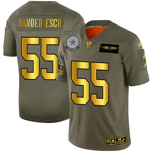 Custom Cowboys #55 Leighton Vander Esch Camo Gold Men’s Stitched Football Limited 2019 Salute To Service Jersey