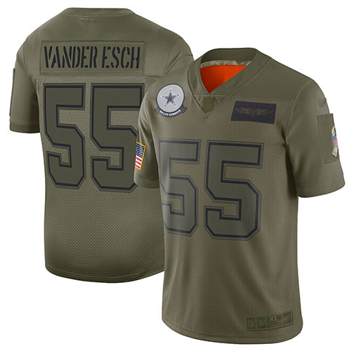 Custom Cowboys #55 Leighton Vander Esch Camo Men’s Stitched Football Limited 2019 Salute To Service Jersey
