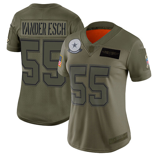 Custom Cowboys #55 Leighton Vander Esch Camo Women’s Stitched Football Limited 2019 Salute to Service Jersey