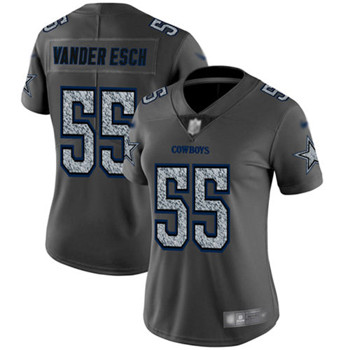 Custom Cowboys #55 Leighton Vander Esch Gray Static Women’s Stitched Football Vapor Untouchable Limited Jersey