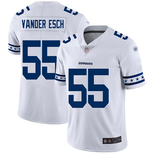 Custom Cowboys #55 Leighton Vander Esch White Men’s Stitched Football Limited Team Logo Fashion Jersey