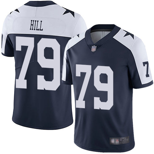 Custom Cowboys #79 Trysten Hill Navy Blue Thanksgiving Men’s Stitched Football Vapor Untouchable Limited Throwback Jersey